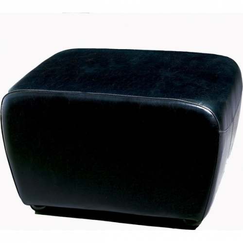 Black Leatherette Ottoman with Rounded Sides