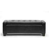 Manchester Ottoman in Tufted Black Bonded Leather