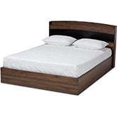 Christopher Queen Platform Bed with Shelves in Walnut Finish