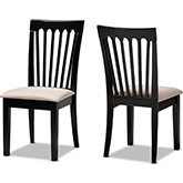 Minette Dining Chair in Sand Fabric & Espresso (Set of 2)