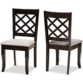 Verner Dining Chair in Gray Fabric & Dark Wood (Set of 2)