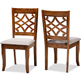 Mael Dining Chair in Gray Fabric & Walnut Finish (Set of 2)