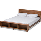 Regina Full Platform Storage Bed & Shelves in Ash Walnut Finish