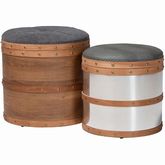 Caleb Storage Ottomans in Gray & Faux Alligator Leatherette