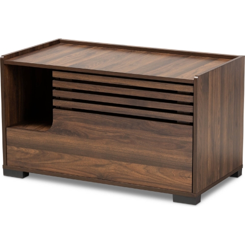 Claire Cat Litter Box Cover House in Walnut Brown Finish