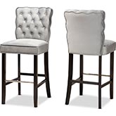 Daphne Bar Stool in Dark Gray Velvet & Dark Wood (Set of 2)
