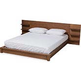 Elina Queen Platform Storage Bed in Walnut Brown Wood