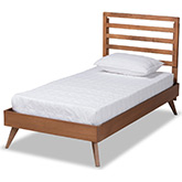 Shiro Twin Platform Bed in Ash Walnut Finish Wood