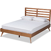 Shiro Full Platform Bed in Ash Walnut Finish Wood