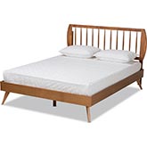 Emiko King Platform Bed in Walnut Brown Wood