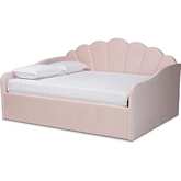 Timila Queen Daybed in Channel Tufted Light Pink Velvet