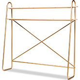 Merida Queen Over Bed Storage Display Shelf in Brushed Gold & Wood