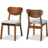 Damara Dining Chair in Gray Fabric & Walnut Finish (Set of 2)