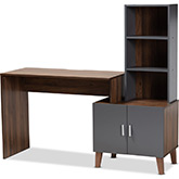 Jaeger Storage Desk with Shelves in Walnut Finish & Gray Wood