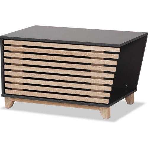 Eckhart Cat Litter Box Cover House in Dark Grey & Oak Finish Wood