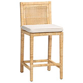 Sofia Counter Stool in Natural Finish Wood & Rattan