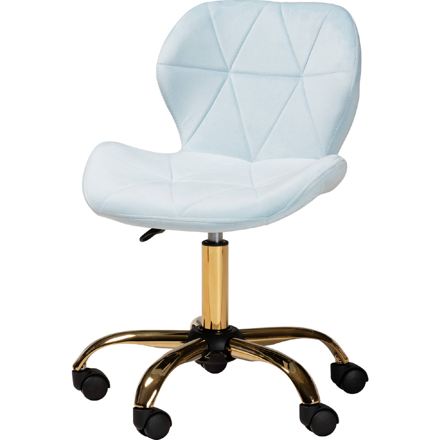 Baxton NF01Aqua Velvet/GoldOffice Chair Savara Swivel Office Chair in Aqua Velvet Fabric