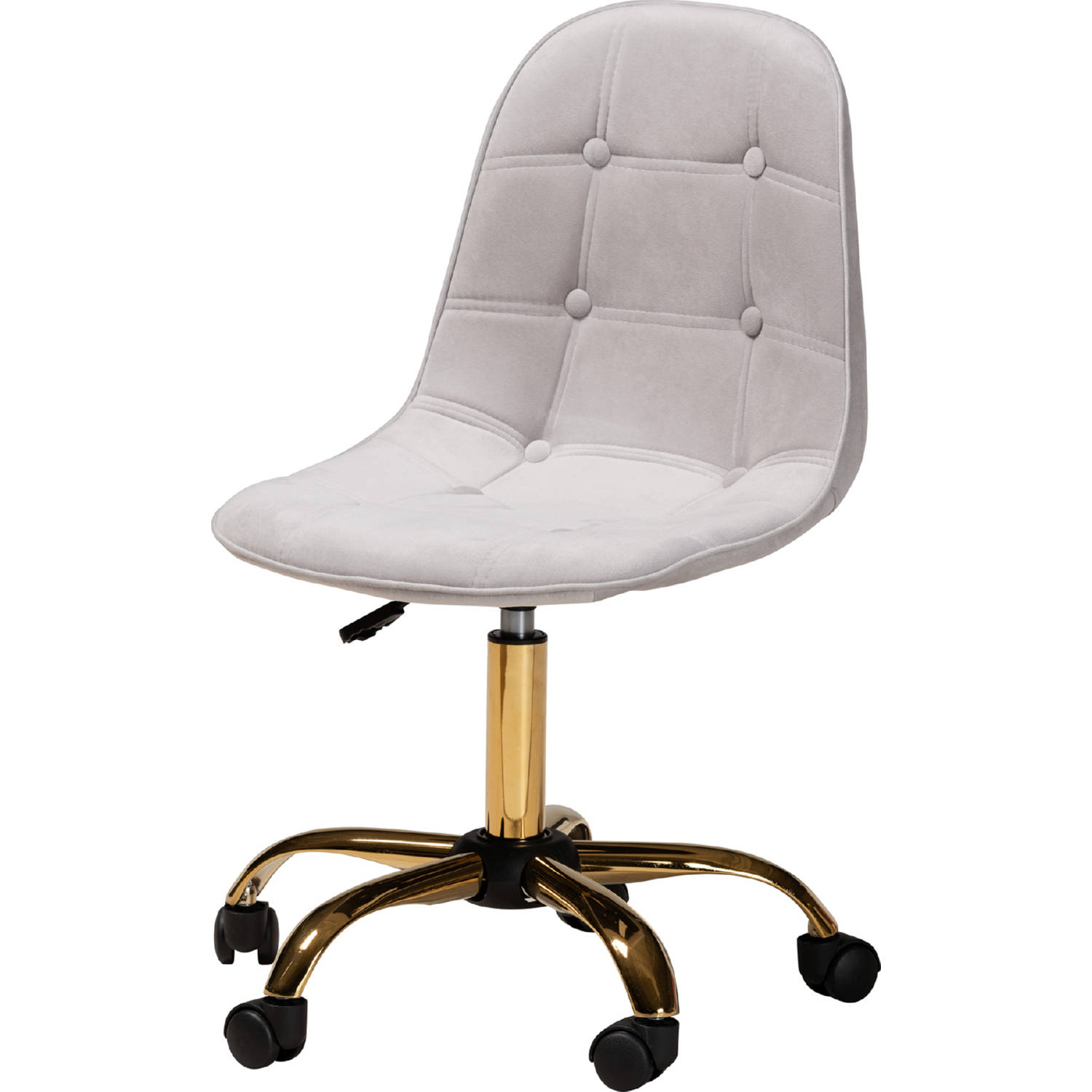 Baxton NF02Grey Velvet/GoldOffice Chair Kabira Swivel Office Chair in