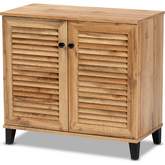 Coolidge 2-Door Shoe Storage Cabinet in Oak Brown Finish Wood