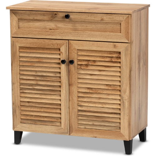 Coolidge 1 Drawer Shoe Storage Cabinet in Oak Brown Finish Wood