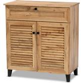 Coolidge 1 Drawer Shoe Storage Cabinet in Oak Brown Finish Wood