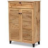 Coolidge 5-Shelf Shoe Storage Cabinet in Oak Brown Finish Wood