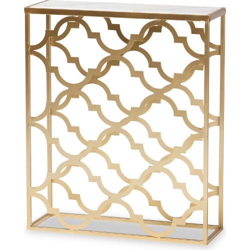Calanthe Console Table in White Matble & Gold Metal