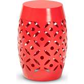 Hallie Outdoor Side Table in Red Metal