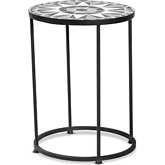 Kaden Outdoor Side Table in Black Metal & Multicolor Glass