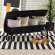 Caine Storage Bench in Tufted Black Velvet & Dark Brown Wood
