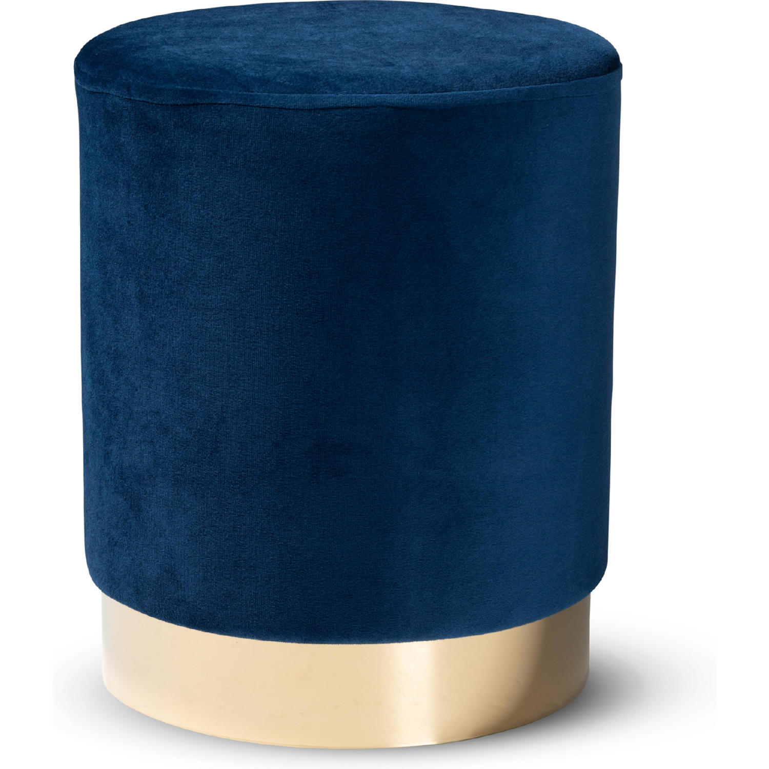 Baxton FZD020219Navy Blue VelvetOttoman Chaela Ottoman in Navy Blue