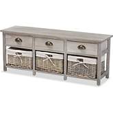 Mabyn 3 Drawer Storage Bench with Baskets & Light Grey Wood