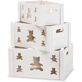Sagen 3 Piece Storage Crate Set in White Finish Wood