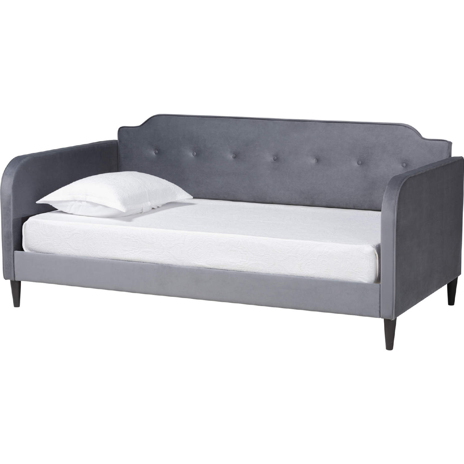 Baxton DV20801Grey Velvet DaybedFull Kaya Full Daybed in Tufted Grey