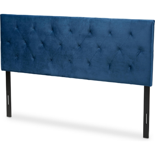 Felix Full Headboard in Diamond Tufted Navy Blue Velvet