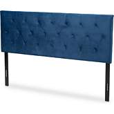 Felix Full Headboard in Diamond Tufted Navy Blue Velvet