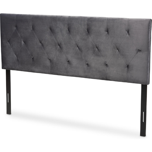 Felix Queen Headboard in Diamond Tufted Grey Velvet