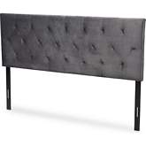 Felix Queen Headboard in Diamond Tufted Grey Velvet