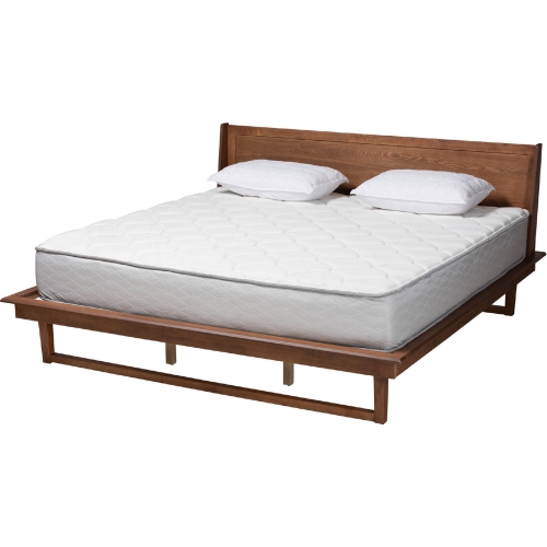 Macayle King Platform Bed in Ash Walnut Finish Wood