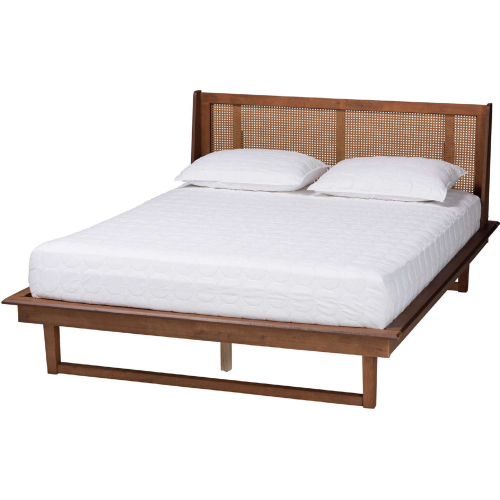 Aveena Queen Platform Bed in Walnut Brown Finish Wood