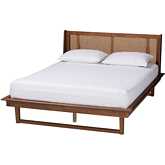 Aveena Queen Platform Bed in Walnut Brown Finish Wood