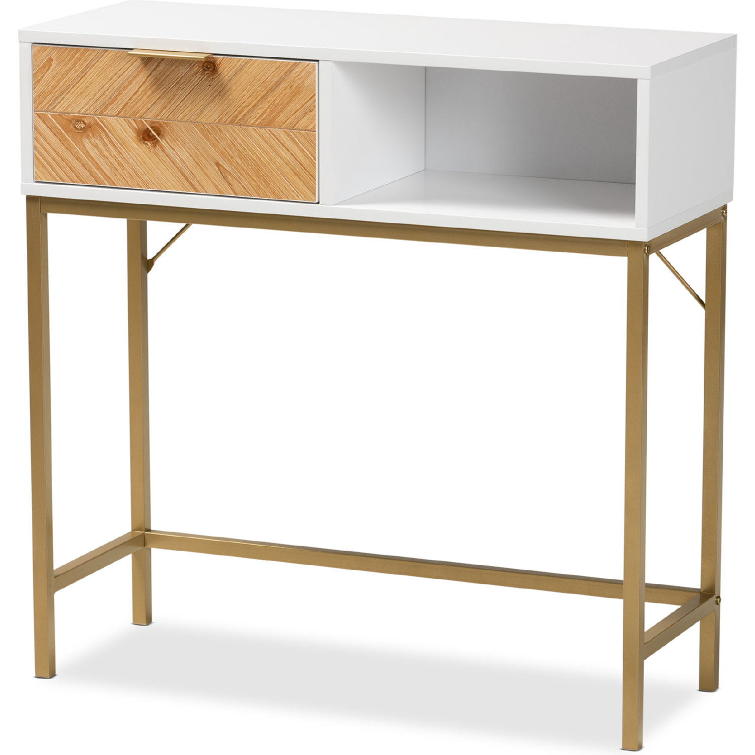 Baxton LC21020902White/GoldConsole Table Giona 1 Drawer Console Table