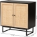 Declan 2 Door Storage Cabinet in Espresso, Wood, Rattan & Black Iron