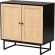 Declan 2 Door Storage Cabinet in Espresso, Wood, Rattan & Black Iron