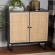 Declan 2 Door Storage Cabinet in Espresso, Wood, Rattan & Black Iron