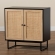 Declan 2 Door Storage Cabinet in Espresso, Wood, Rattan & Black Iron