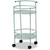 Newell 2 Tier Kitchen Cart in Mint Green Metal & Glass