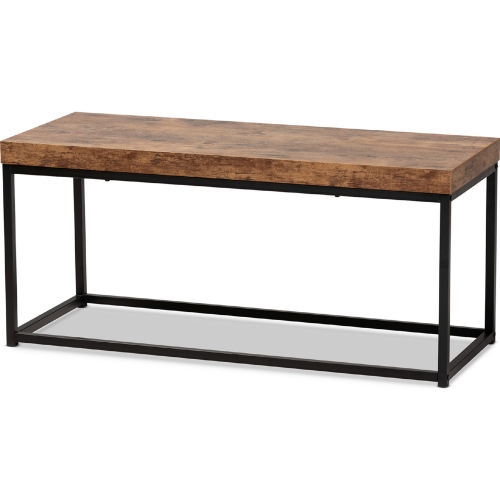 Bardot Accent Bench in Walnut Brown Wood & Black Metal