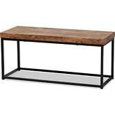 Bardot Accent Bench in Walnut Brown Wood & Black Metal