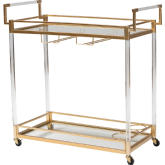 Savannah Wine Cart in Gold Metal & Glass